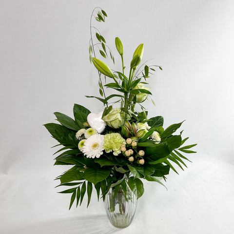 Hvid variationsbuket med hjerte