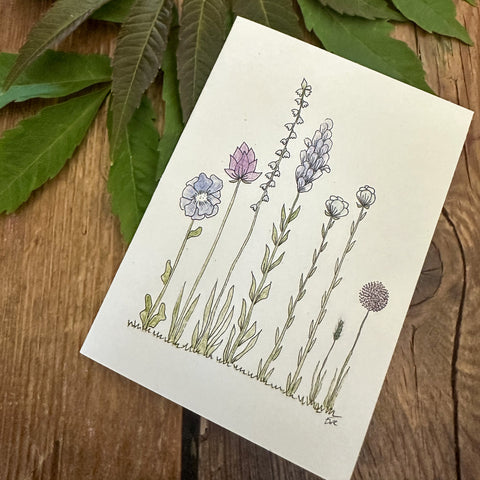 Kort - Blå vilde blomster